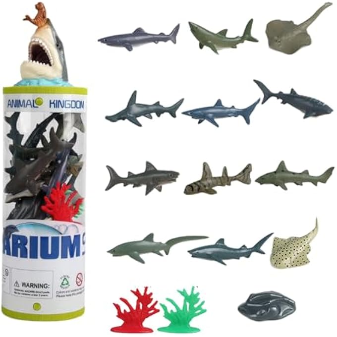 15PCS OCEAN SEA MARINE ANIMAL FIGURES MODEL, SHARK TOY ANIMALS, MINI OCEAN ANIMAL FIGURINES, REALISTIC SHARKS WHALES FIGURINES SET, BATH TOYS CAKE TOPPERS SEA ANIMALS FOR KIDS TODDLERS GIFT - Image 1